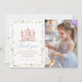 Wildflower Princess Castle 1st Birthday Photo Dankeskarte (Vorderseite)