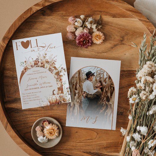 Wildflower & Pumpkin Boho Chic Fall Wedding Einladung