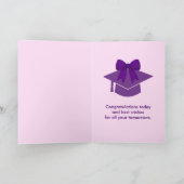 Wildflower Purple Gingham Bow Photo Graduation  Karte (Innenseite)