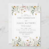 Wildflower QR Code Photo Wedding Invitation Einladung (Vorderseite)