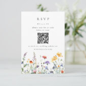 Wildflower QR Code Wedding RSVP Card (Stehend Vorderseite)