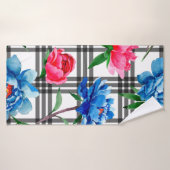 Wildflower red and blue peonies flowers pattern in badehandtuch (Badehandtuch)