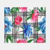 Wildflower red and blue peonies flowers pattern in fleecedecke (Vorderseite (Horizontal))