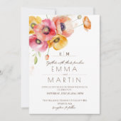 Wildflower Red Gold Dust Elegant Floral Wedding Einladung (Vorderseite)