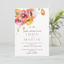 Wildflower Red Gold Dust Elegant Floral Wedding Einladung