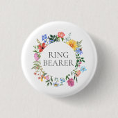 Wildflower-Ringträger-Hochzeit Button (Vorderseite)