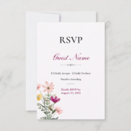 Wildflower Romance RSVP-Karte | Rosa Floral RSVP Karte