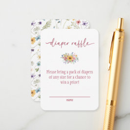 Wildflower Rose Baby Shower Diaper Raffle Card Begleitkarte