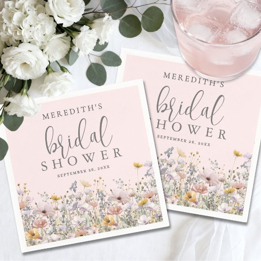 Wildflower-Rosé-Hochzeitsdusche Serviette