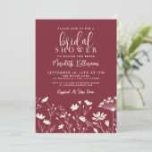 Wildflower Roter Braut- Dusche Einladung (Stehend Vorderseite)