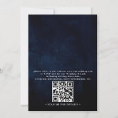 Wildflower Rustic Boho Navy Chic QR Code Wedding Einladung (Rückseite)