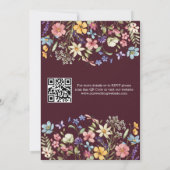 Wildflower Rustic Chic Burgunder Hochzeits-QR-Code Einladung (Rückseite)