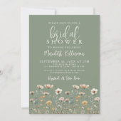 Wildflower Sage Green Bridal Shower Einladung (Vorderseite)