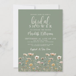 Wildflower Sage Green Bridal Shower Einladung