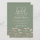 Wildflower Sage Green Bridal Shower Einladung (Vorne/Hinten)