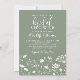 Wildflower Sage Green Bridal Shower Einladung