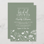 Wildflower Sage Green Bridal Shower Einladung (Vorne/Hinten)