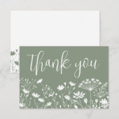 Wildflower Sage Green Dankeskarte (Vorne/Hinten)