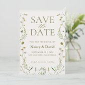 Wildflower Salbei Grüne Hochzeit Save The Date (Stehend Vorderseite)