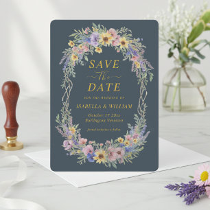 Wildflower Save The Date Moody Floral Kohle Einladung