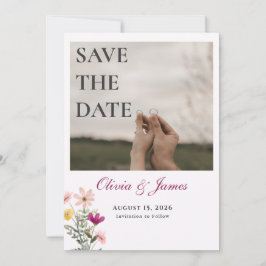 Wildflower Save-the-Date | Pinke Blumenfoto Save The Date