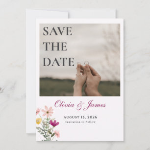 Wildflower Save-the-Date Pinke Blumenfoto Save The Date