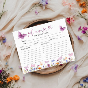 Wildflower Schmetterling Brautparty Rezeptkarten