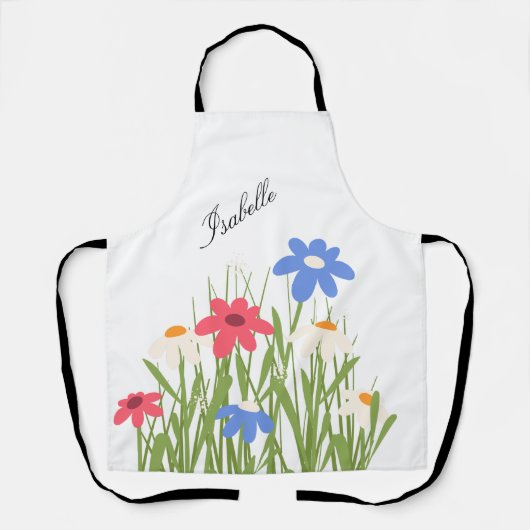 Wildflower Script Name Floral Garden Art Schürze (Vorderseite)