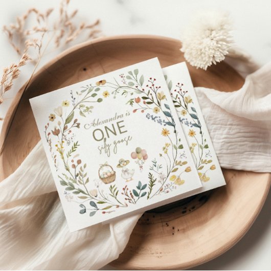 Wildflower Silly Goose 1st Birthday Serviette