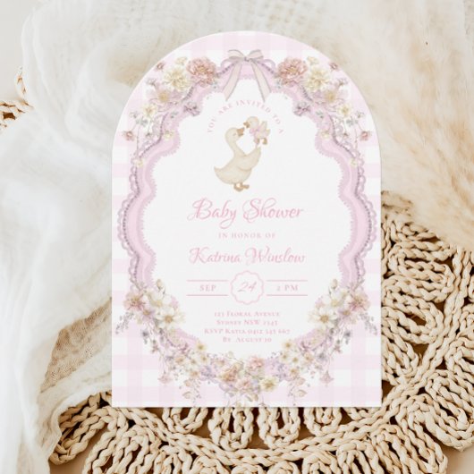 Wildflower Silly Goose Pink Bow Girl Baby Shower Einladung