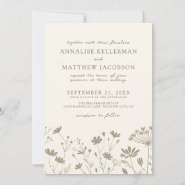 Wildflower Simple Minimalist Floral Wedding Einladung