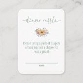 Wildflower Solid Green Baby Shower Diaper Raffle  Begleitkarte (Vorderseite)