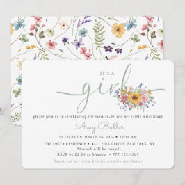 Wildflower Solid Green Shower Book Invitation Einladung