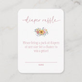 Wildflower Solid Pink Baby Shower Diaper Raffle  Begleitkarte (Vorderseite)