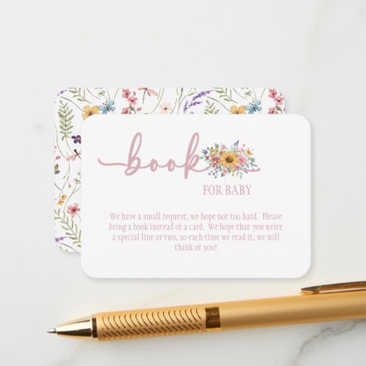 Wildflower Solid Pink Book for Baby Card Begleitkarte (Vorderseite/Rückseite Beispiel)