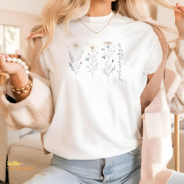 Wildflower Soul Line Art Floral T-Shirt