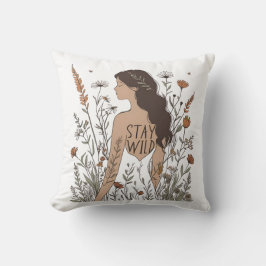 Wildflower Soul – Stay Wild Linienkunst  Kissen