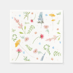 Wildflower Spring Garden Pink Floral Watercolor Serviette