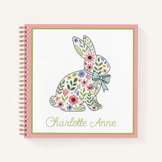 Wildflower Spring Rabbit Personalized Notizblock (Vorderseite)