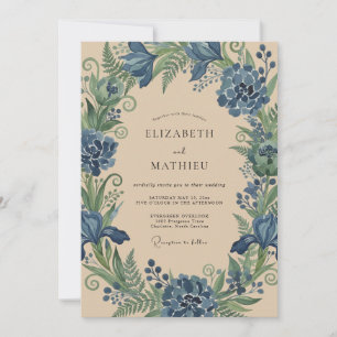 Wildflower-Stahlkornblumen-Blüten-Hochzeit Einladung
