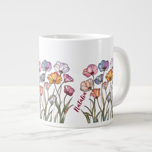 Wildflower Stained Glass Jumbo-Tasse (Vorderseite Rechts)