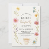 Wildflower Tea Floral QR Code Bridal Shower  Einladung (Vorderseite)