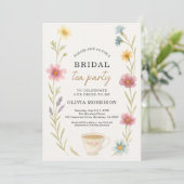 Wildflower Tea Floral QR Code Bridal Shower  Einladung (Stehend Vorderseite)