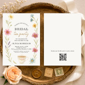 Wildflower Tea Floral QR Code Bridal Shower  Einladung