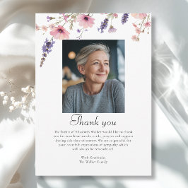 Wildflower THANK YOU Memorial Funeral Photo Card Einladung