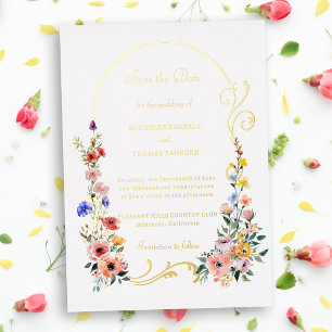 Wildflower-Tor-Hochzeit Save the Date Folieneinladung