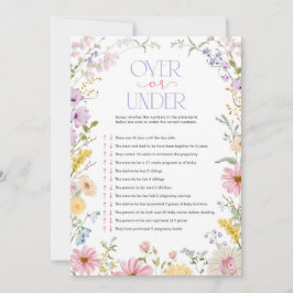 Wildflower-Über-oder-Unter-Baby-Shower-Spielkarte Einladung