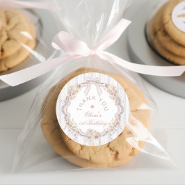 Wildflower Vintage Bow Onederful Girl 1st Birthday Runder Aufkleber