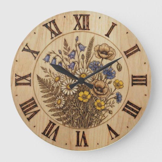 Wildflower Wall Clock Große Wanduhr (Vorderseite)