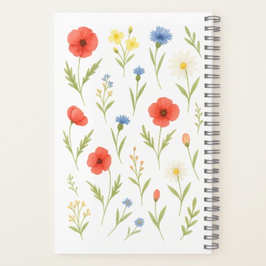 Wildflower Watercolor Softcover Notebook Notizblock (Rückseite)